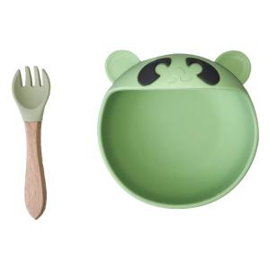Quality ODM Silicone Baby Tray Bear Shape Feeding Suction Bowl And Spoon Microwave Safe wholesale