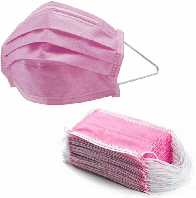 Lightweight Medical Face Mask , Disposable Nose Mask Pink Color Customized Logo