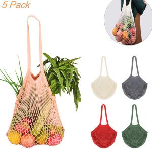 Quality SA8001 40cm Reusable Cotton Grocery Bags Reusable Mesh Shopping Tote ISO14001 wholesale