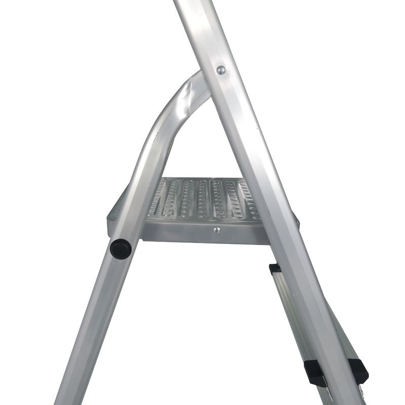Silver Foldable Aluminum Ladder Anti Slip Wide Top 5 Steps EN131 GS Certificated