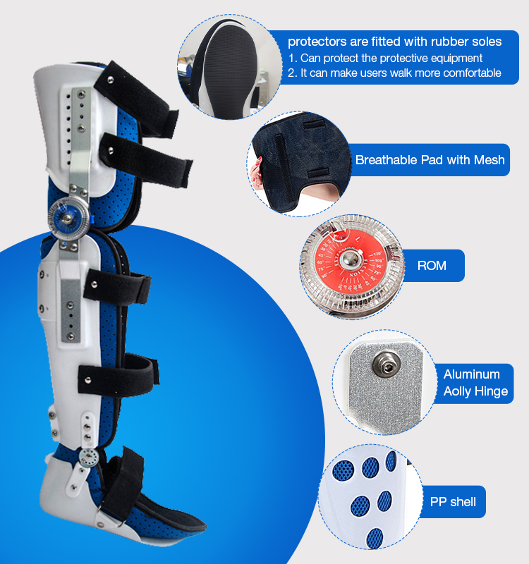 Hinged Ankle Foot Orthotic Brace Lower Extremity Orthosis Adjustable Angle Size