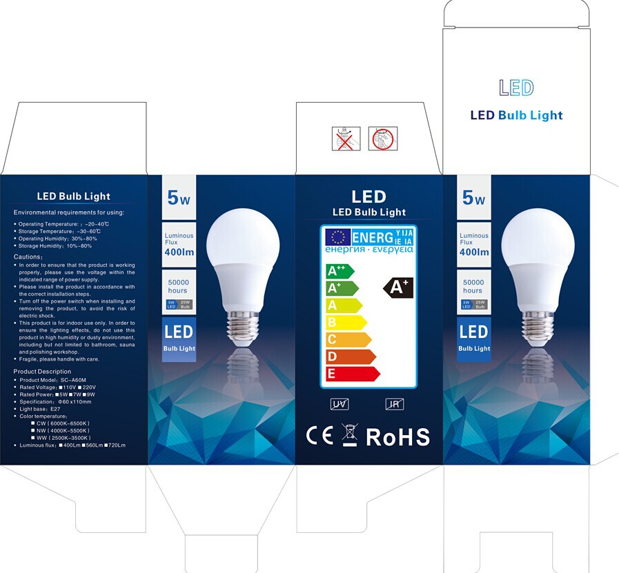 New led bulb A65 9W 740lm e27 led light bulbs