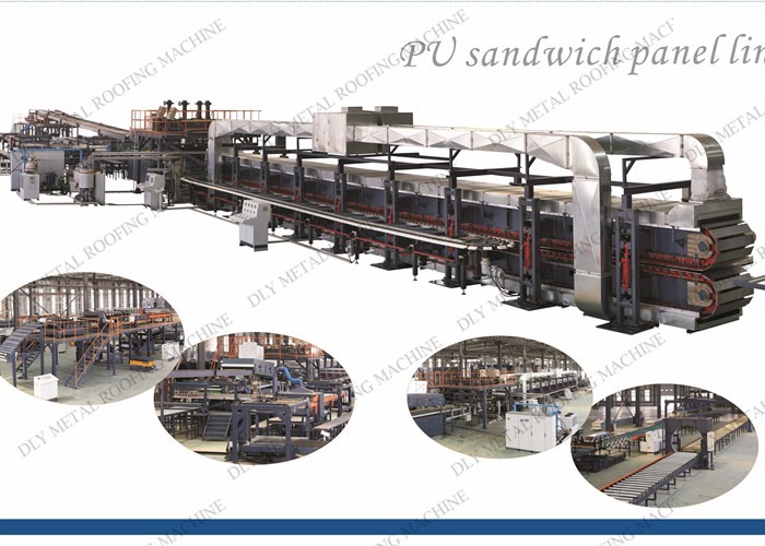 8m Color Steel Roof Panel Machine PU 300kw Sandwich Panel Equipment