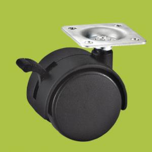 Quality furniture plastic casters swivel top plate black caster with brake wholesale