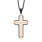 Blue and Rose Gold Metal Prayer Choker for Men Stainless Steel Link Chain