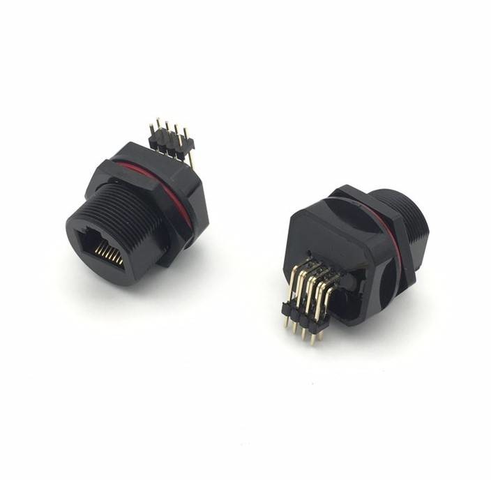 Waterproof Screw Lock RJ45 Jack, 90 degrees, welded,HULYN