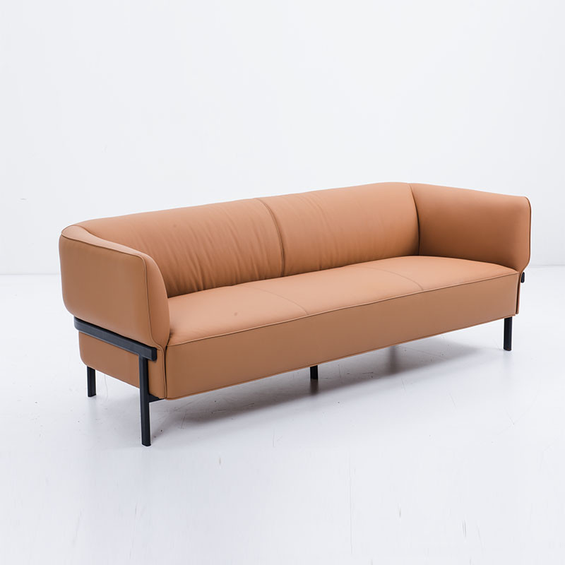 Brown Living Room Leather Rectangle Sectional Sofa Office Sofa Set