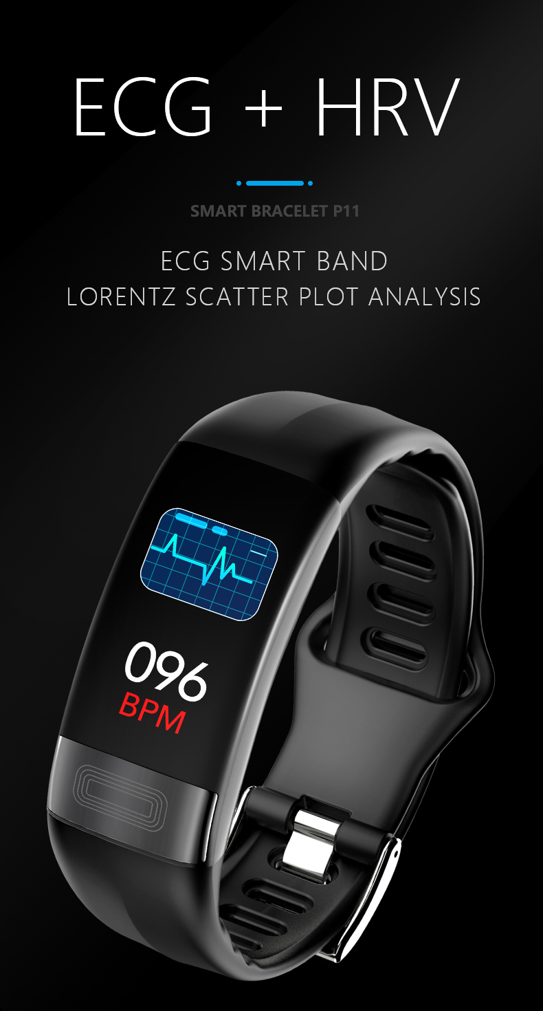 ECG PPG Pedometer HR Monitor Smart Band Fitness Tracker Watch With Blood Pressure
