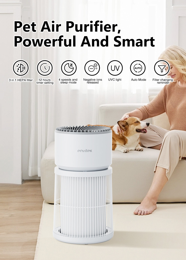 Carbon HEPA Filter Uv Air Purifier Iron Mesh Design 235CFM for PET