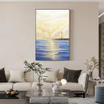 Customized Size Hand Painted Oil Painting Modern Wall Decoration Art Sailboat