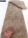 Luxury indian embroidery lace handmade beaded bridal voile lace fabric Bead