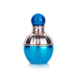 Quality 50ml Cylindrical Blue Frosted Glass Bottle With Golden Lid For Empty Cream Jar wholesale