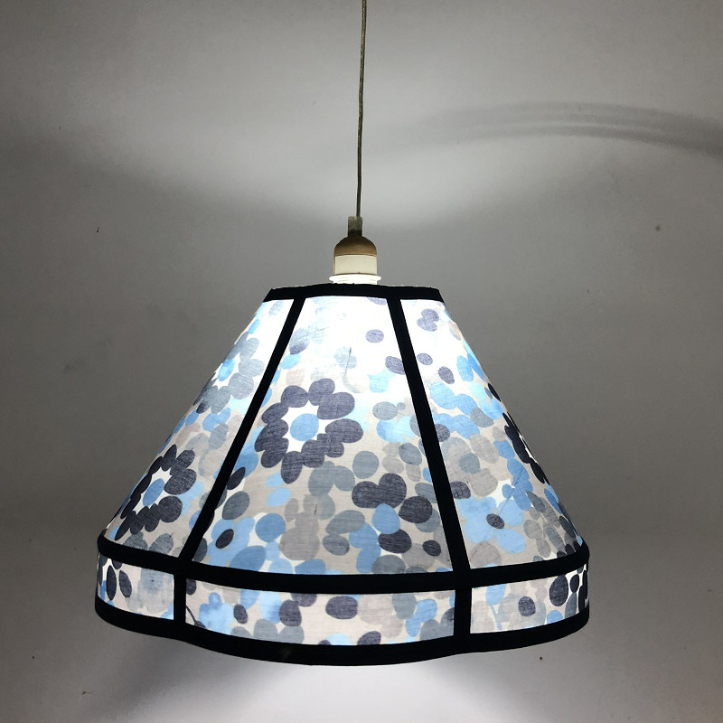 Wave Point Blue Flower Lampshade Tapered Dia 30cm For Ceiling light