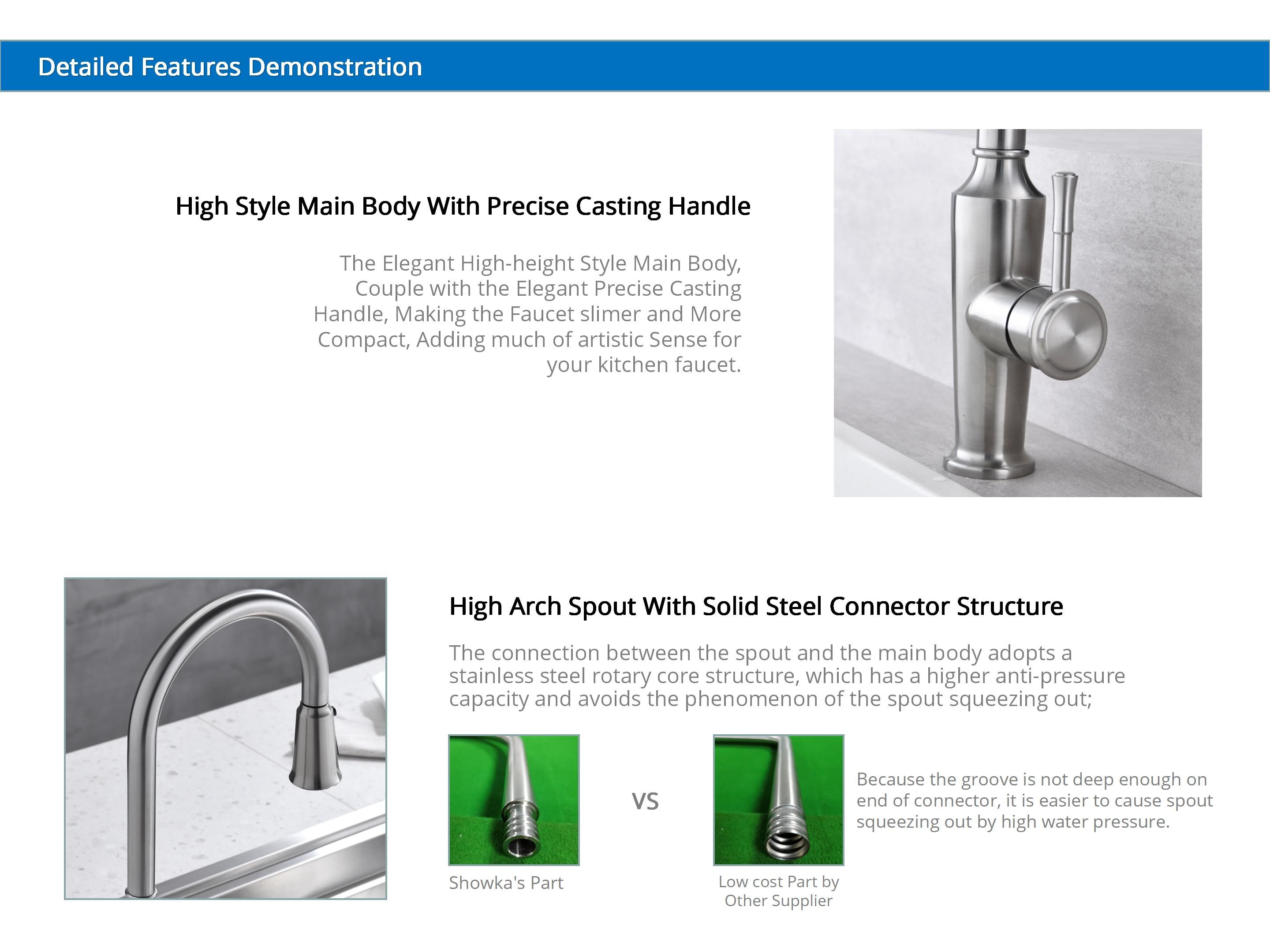 Pex Hose Pull Down Kitchen Faucet Brushed Nickel Touchless SUS304 HOMEKA