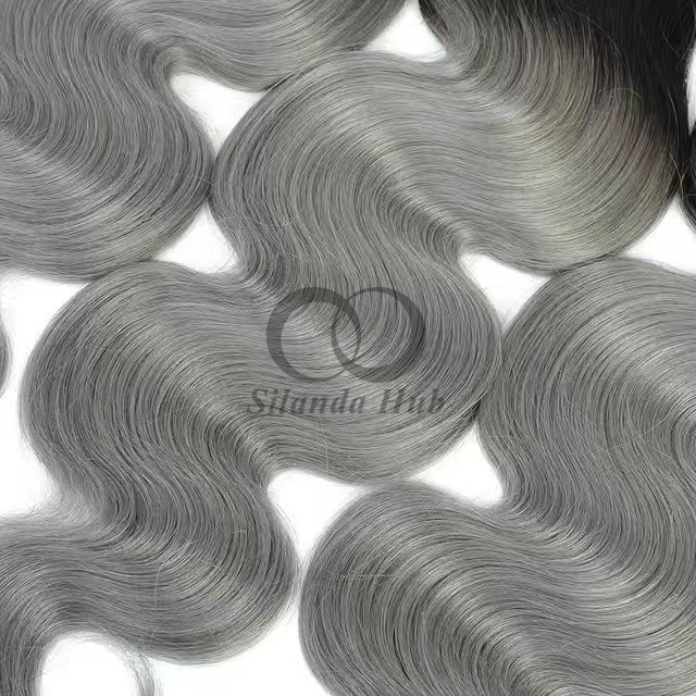 #T1B/Grey Body Wave Remy Human Hair Bundles Sew In Weave Bundles Brazilian Bundle Deals