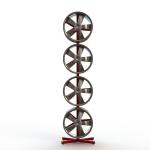 2 Sided Red Metal Floor Auto Parts Display Racks Knocked Down Base