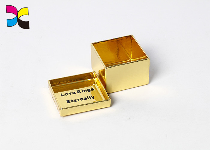 Elegant Printed Gift Boxes Golden Paper Material Black Logo Lid Base Structure