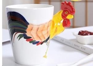Quality Rooster 9cmx11cm Cafe Store 3D Ceramic Mugs wholesale