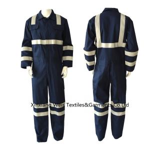 Quality Navy Blue High Visibility Reflective Industry Workwear Coverall / Men Women FR Rated Fire Retardant Coveralls Jump Suit wholesale