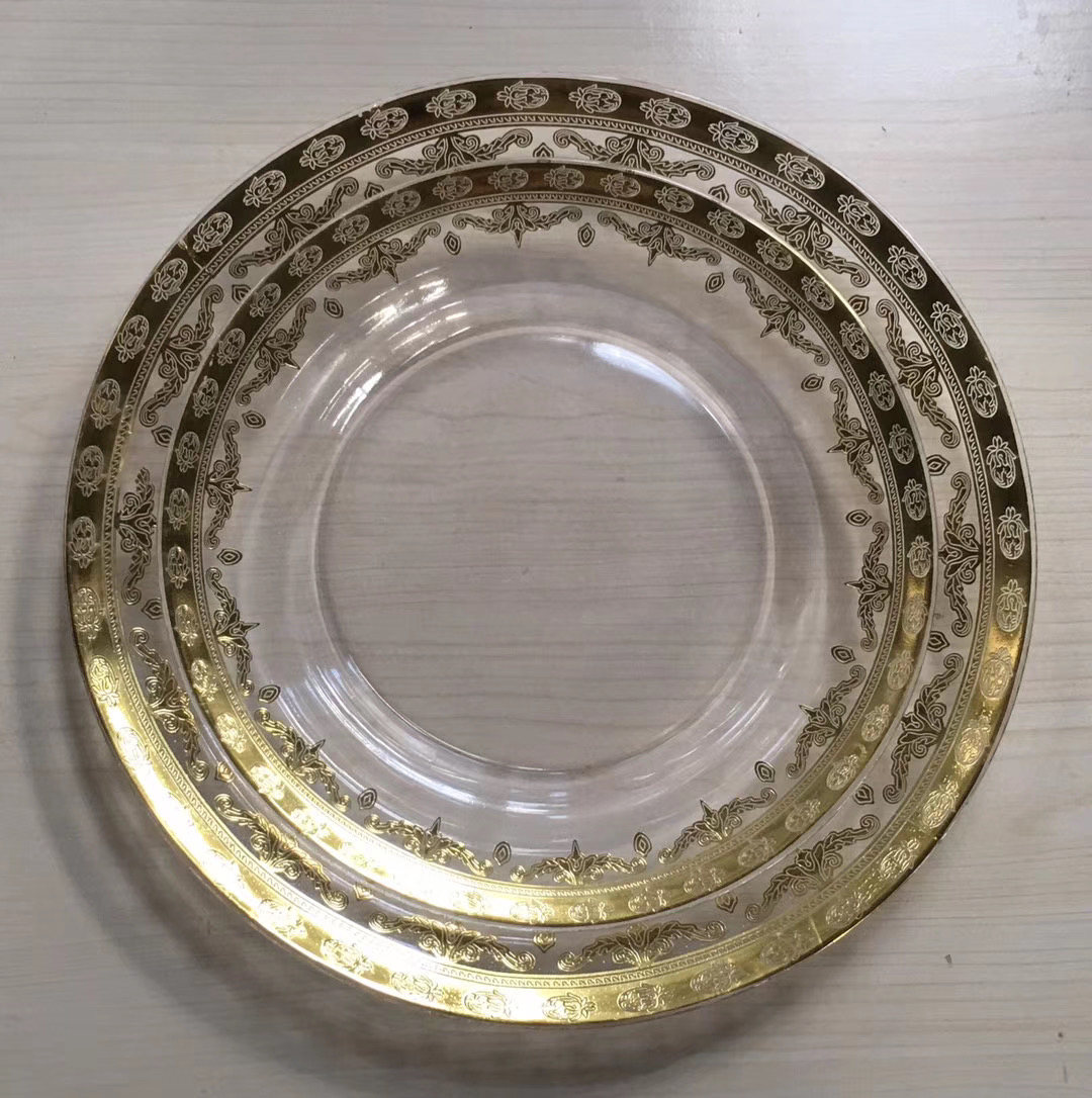 Clear Glass Beaded Charger Plates Wedding Event Gold Silver 32cm/27cm/21cm