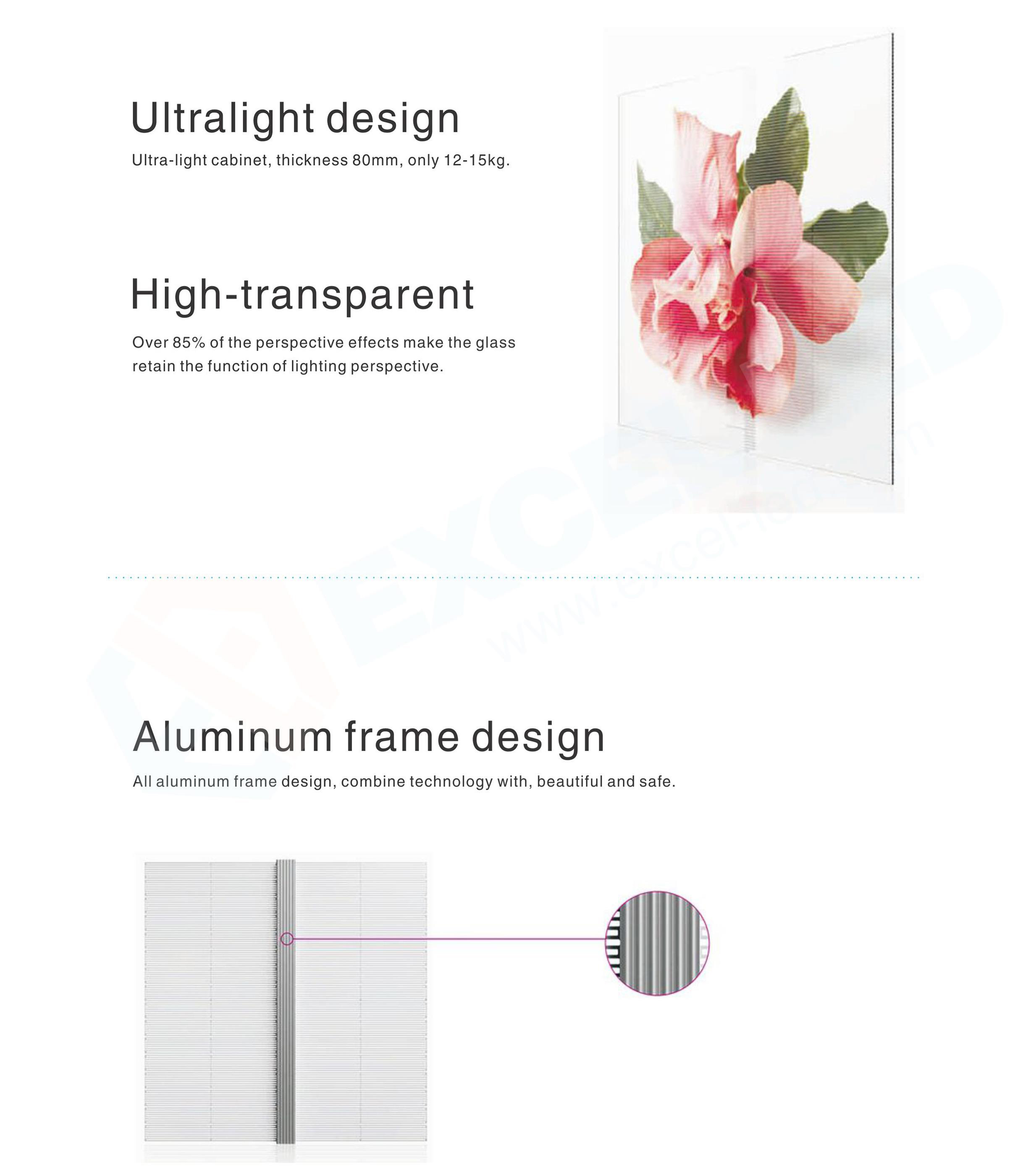 indoor fixed transparent digital screen EXCEL LED