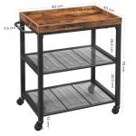 Small Trolley Cart for Sale, Industrial Wooden Rolling Cart, Rolling Cart for