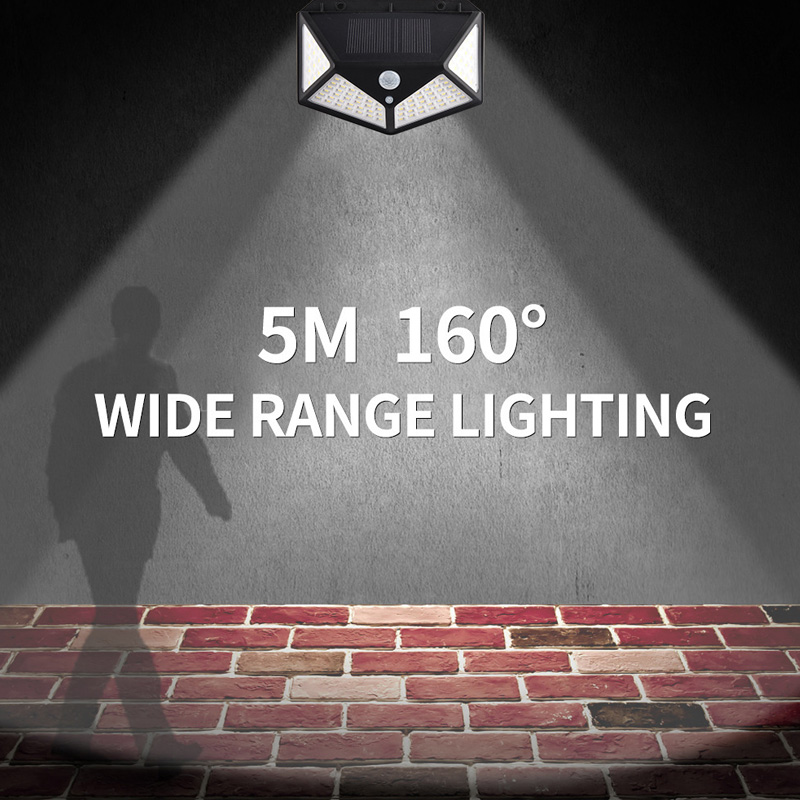 Best Sale Amazon China Supplier Waterproof Outdoor Motion Sensor Infrared Wall Lamp, 100 Led Garden Sensor Solar Light