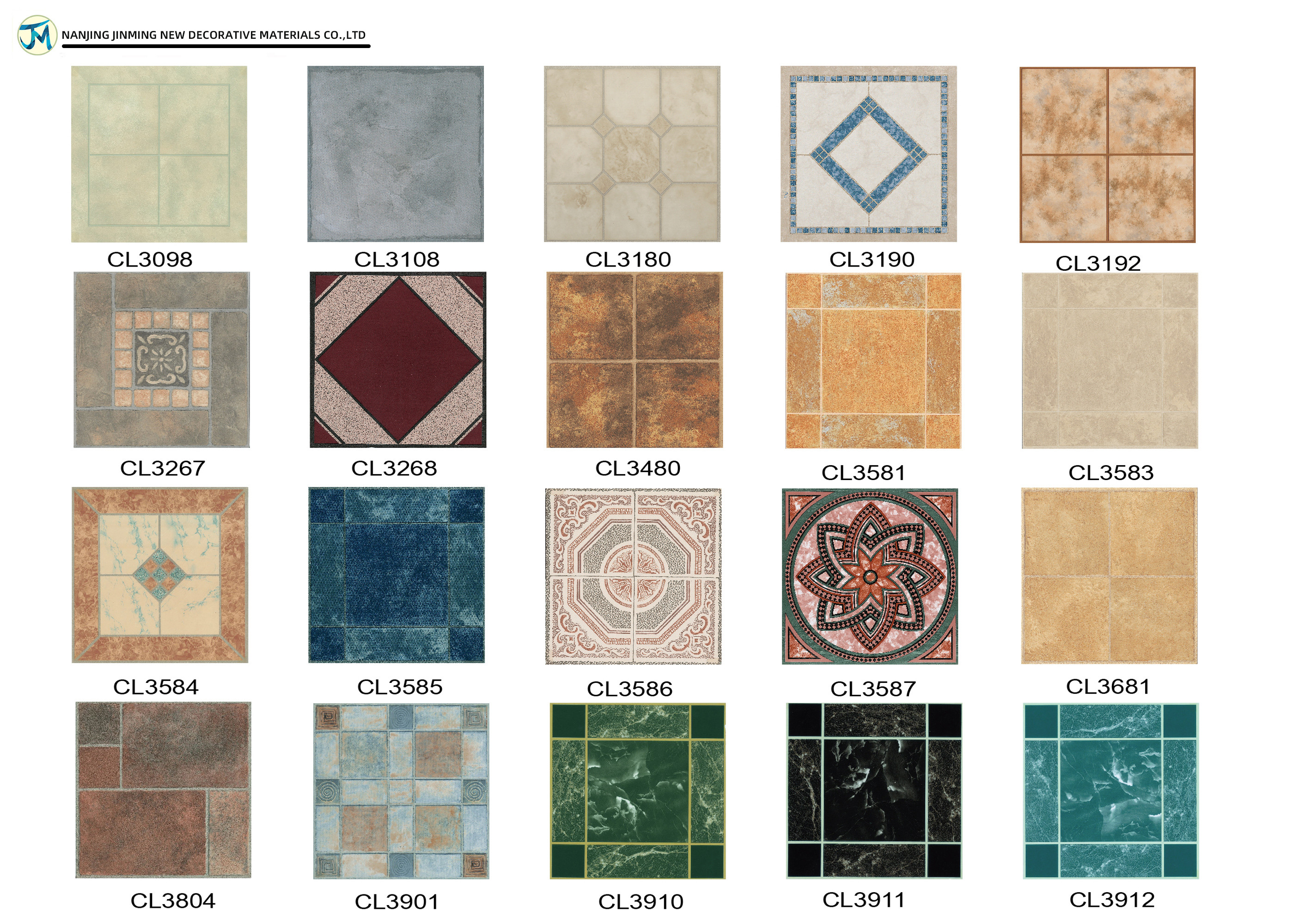 Large PVC Self Adhesive Geometry Puzzle Square Floor Tile