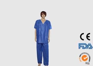 Quality Water Resistant Disposable Medical Scrubs , Blue Disposable Lab Coats wholesale