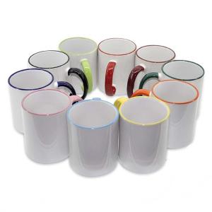 Quality Custom Blank Sublimation Ceramic Mug Rim Colored 11oz Sturdy Design wholesale