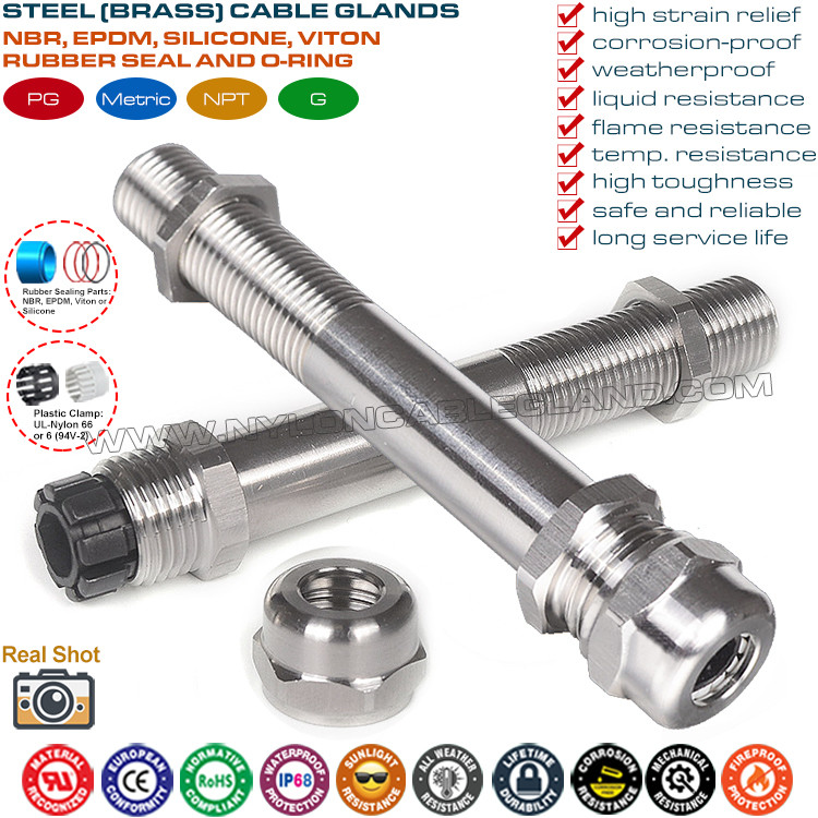 Metal Cable Gland Long Thread IP68, 304/316 Stainless Steel PG & Metric Cable Glands Extra Long (Ultra Long) Thread