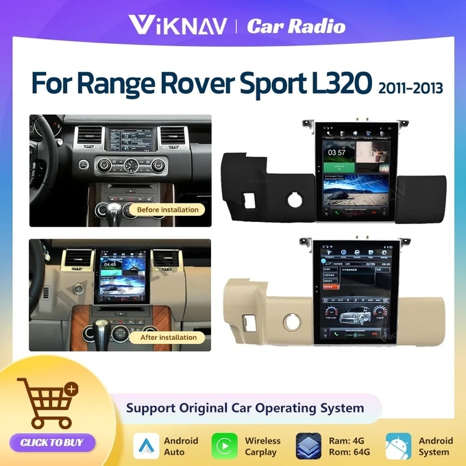 10.4 Inch Car radio For 2011--2013 Range Rover Sport GPS Navigation Multimedia Player Wireless Carplay BT 4G