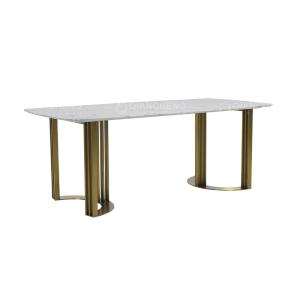Quality Italian 200x100x75cm Luxury Marble Dining Table Gold Stainless Steel leg wholesale