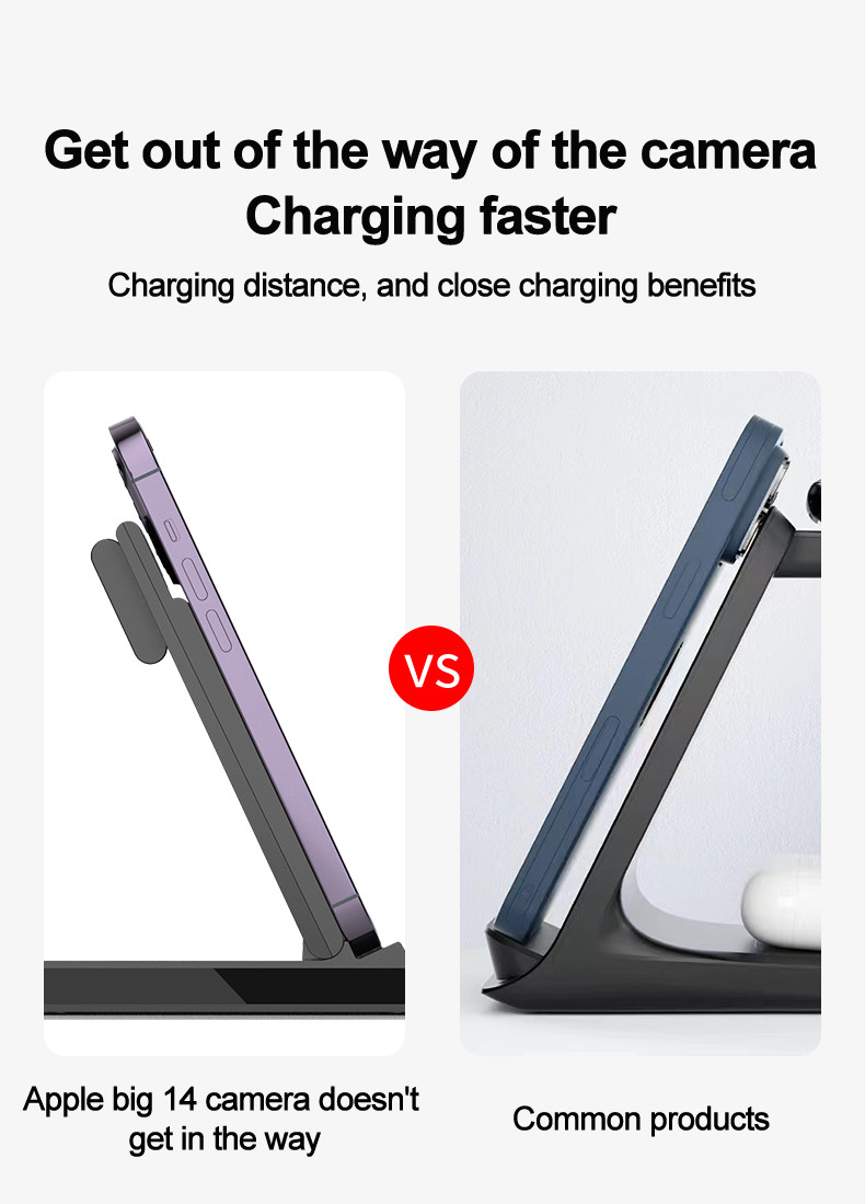 3-In-1 Multifunctional Foldable Wireless Charging Stand for Smartphones