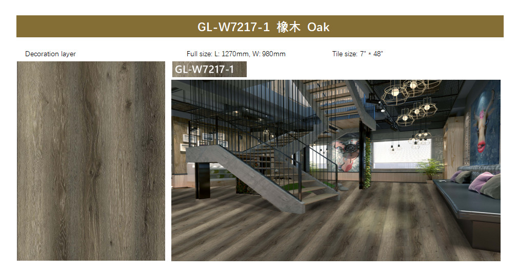 Waterproof Stone Plastic Composite Vinyl SPC Flooring Click Oak 1220mm GL-W7217-1