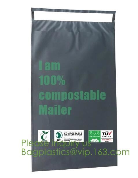 Biodegradable compostable plastic courier shipping envelope custom 10x13 matte black poly mailers bag bagplastics bageas