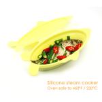 OEM Logo Sustainable Fish Shape Collapsible Silicone Steamer