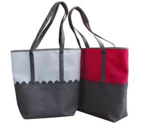 Quality Personalized Pink / Grey RPET Green composable Fabric Shopping Reusable Carrier Bags wholesale