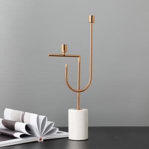 Quality Classic Marble Base 520mm 460mm Gold Metal Candle Holder wholesale