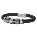 Custom stainless steel jewelry fashion mens leather bracelet/charm bracelet