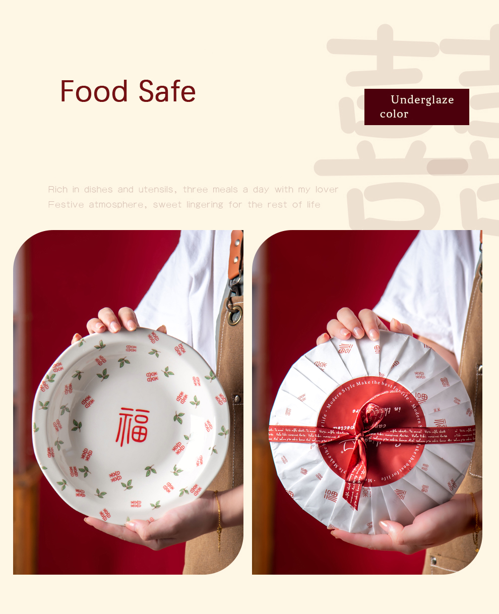 Ceramic Dinnerware Gift Set For 6 People Chinese Sustainable Porcelain Plates Sets