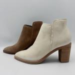 Custom Womens Leather Dress Boots Bone Soft Nappa / Cow Suede Leather Upper