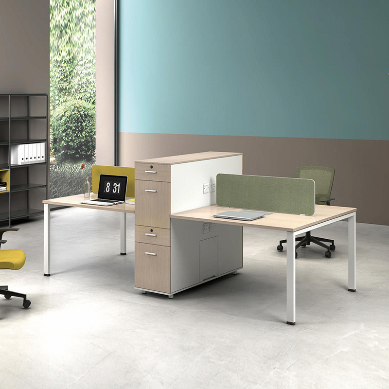 Modular Office Table Workstation Cubicle Wooden Office Workstation For 4 People