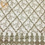 55 Inch African Gold Beaded Glitter Sequins Embroidery Polyester