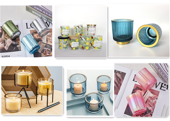 Electroplated Colorful Iridescent Plating Glass Creative Candle Jars for Scented Candle Making