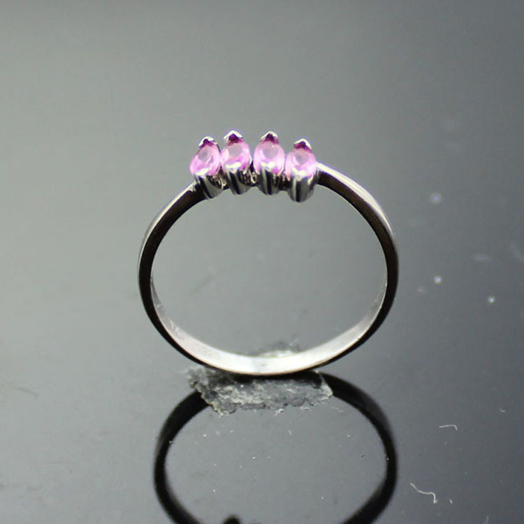925 Silver Jewelry Pink Cubic Zirconia Ring(RA0295)