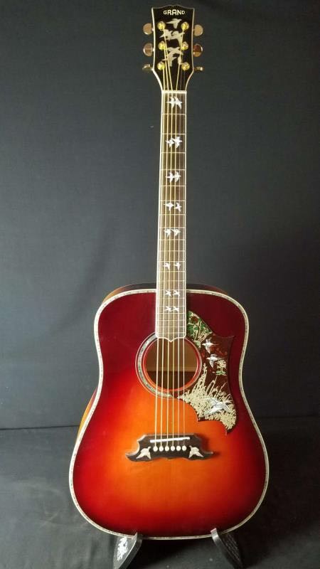 Custom Grand All Solid Spruce Top Flamed Maple Back Side 41" Dove Flights Acoustic Guitar