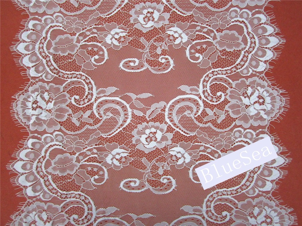 2017 New Fashion Ivory /Black Eyelash Lace Edge Double Side 46CM