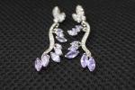 Luxurious wedding jewelry AAA cubic zircon earrings, daisy amethyst metal