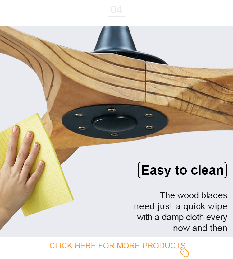 Modern Style Metal Ceiling Fan with Three Wooden Blades Lower Noise and Affordable